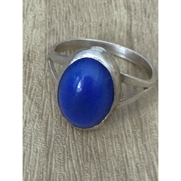 Sterling Silver Blue Lapis Oval Ring Elegant Vintage Jewelry Bohemian Chic SZ 7 - Picture 7 of 7